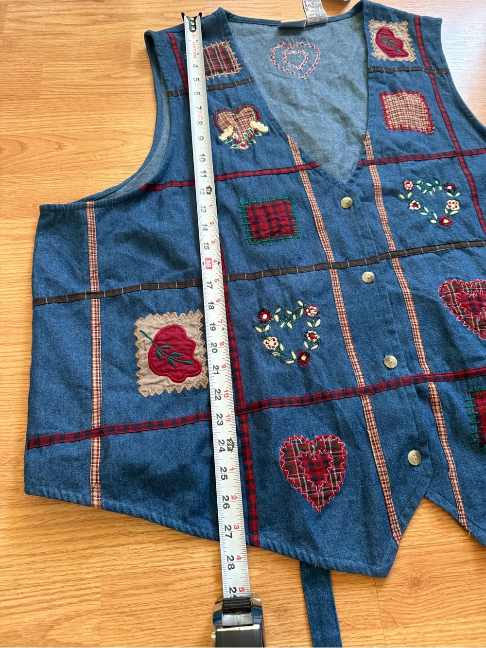 NWT Vintage 90s Bobbie Brooks Woman Patchwork Denim Embroidered Vest - Plus Size - Picture 5 of 5